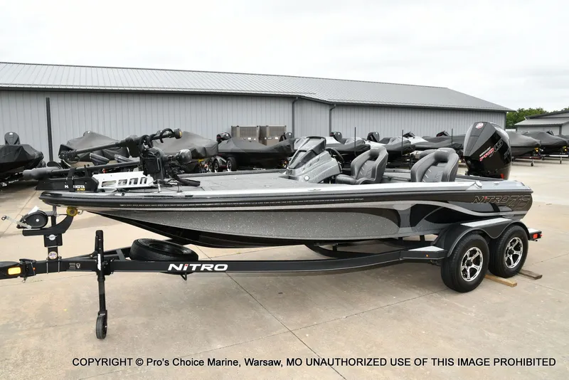 Slide: The Image of 2020 Nitro Z19 Pro boat on trailer at a warehouse. - 27