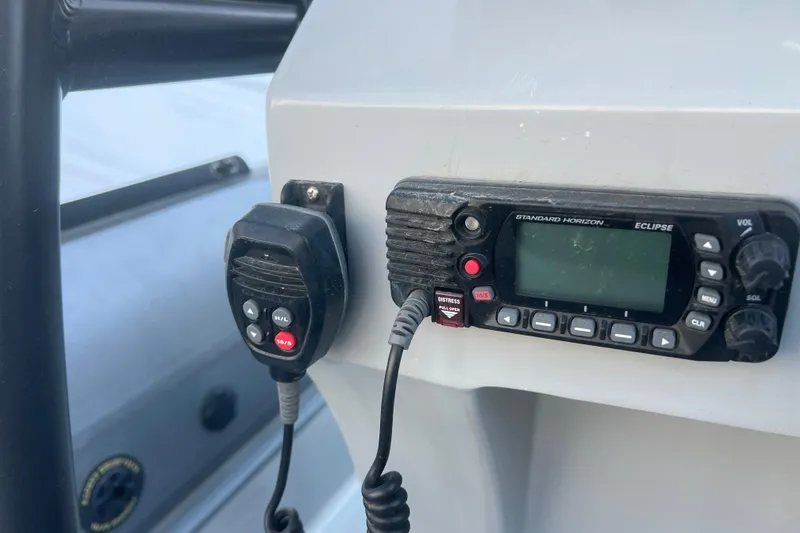 Slide: The Image of Standard Horizon Eclipse radio on 2023 Inmar 600R-PT boat dashboard. - 19