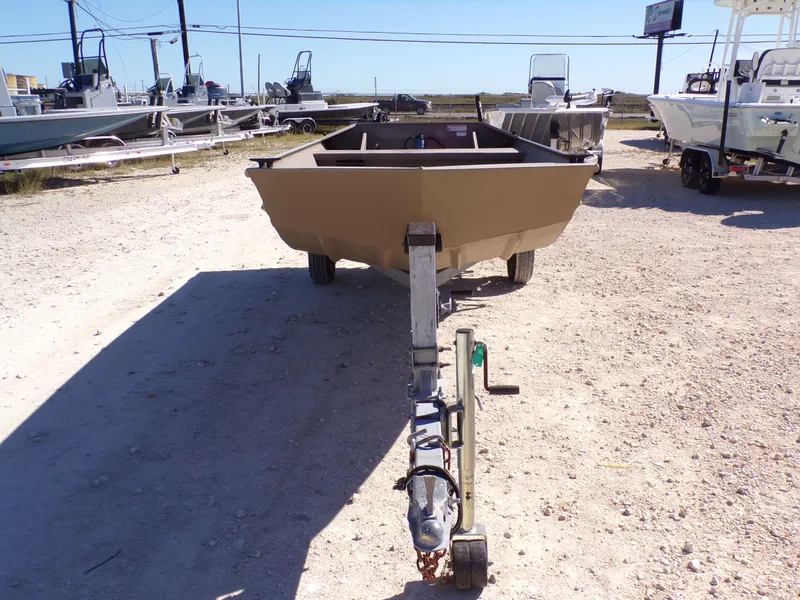Slide: The Image of 2023 SeaArk 1652 MVT boat on trailer, front view. - 5