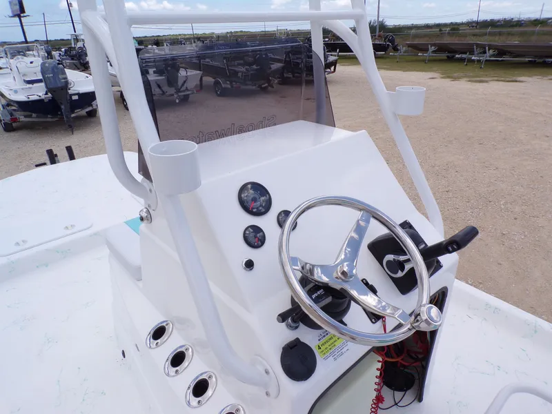 Slide: The Image of Helm console of a 2026 Shoalwater 19' Catamaran. - 20