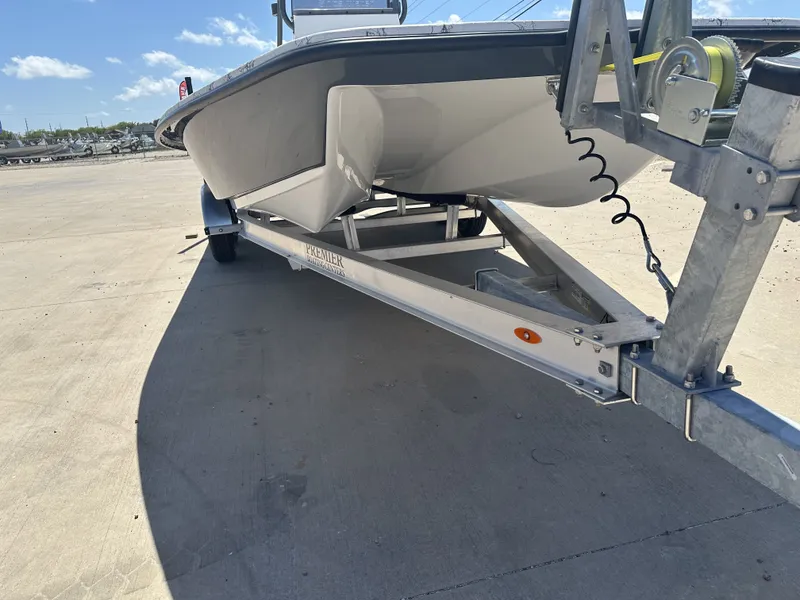 Slide: The Image of 2026 Shoalwater 21' Catamaran on trailer, side view. - 15