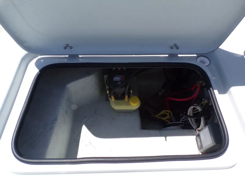 Slide: The Image of Electrical compartment of a 2025 Shoalwater 23' Catamaran. - 32