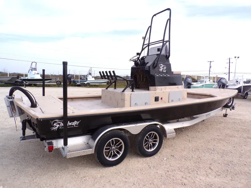 Slide: The Image of 2026 Shoalwater 23' Catamaran on trailer, side view. - 18