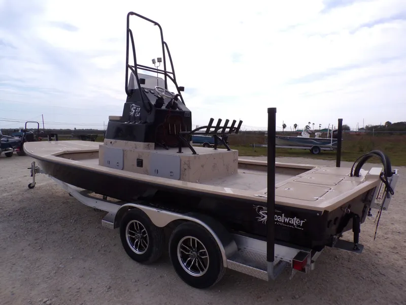 Slide: The Image of 2026 Shoalwater 23' Catamaran on trailer, side view. - 21