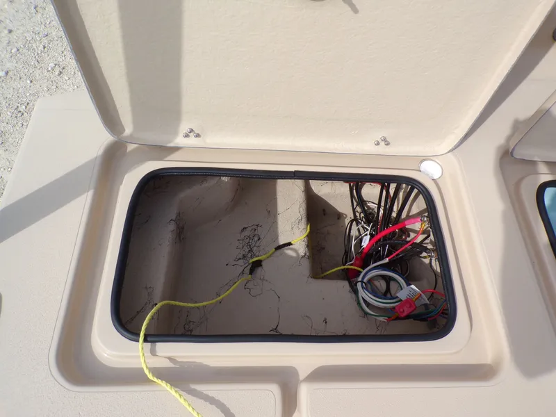 Slide: The Image of Electrical compartment of a 2026 Shoalwater 23' Catamaran. - 27
