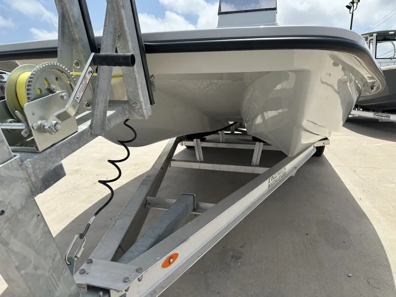 Slide: The Image of 2026 Shoalwater 23' Catamaran on trailer, close-up view - 5