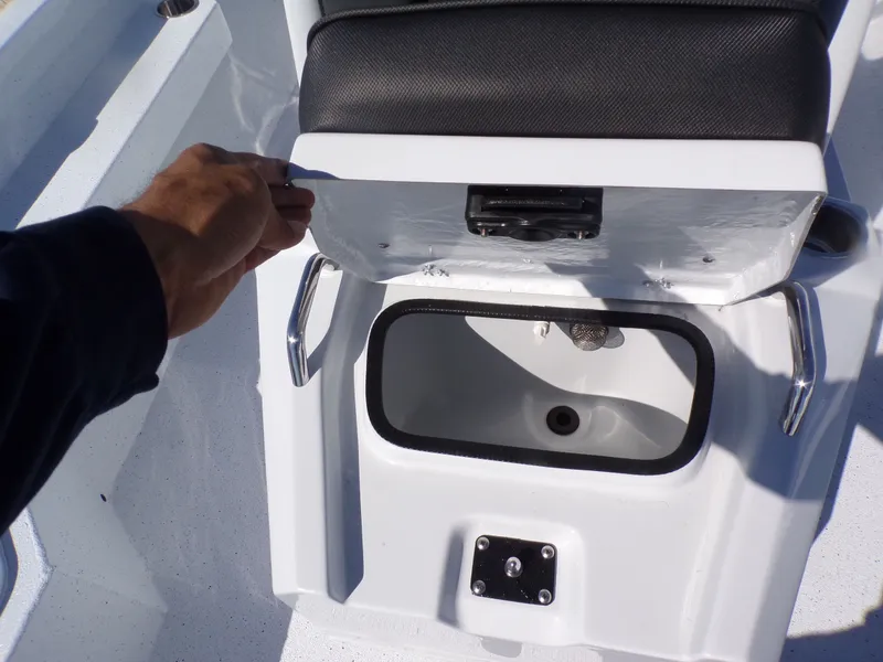 Slide: The Image of 2026 Xpress H20B Bay boat with storage under seat. - 13