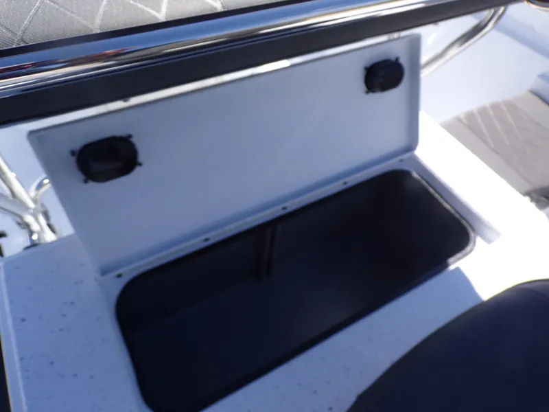 Slide: The Image of Storage compartment in Xpress H22B Bay boat, 2026 model. - 23
