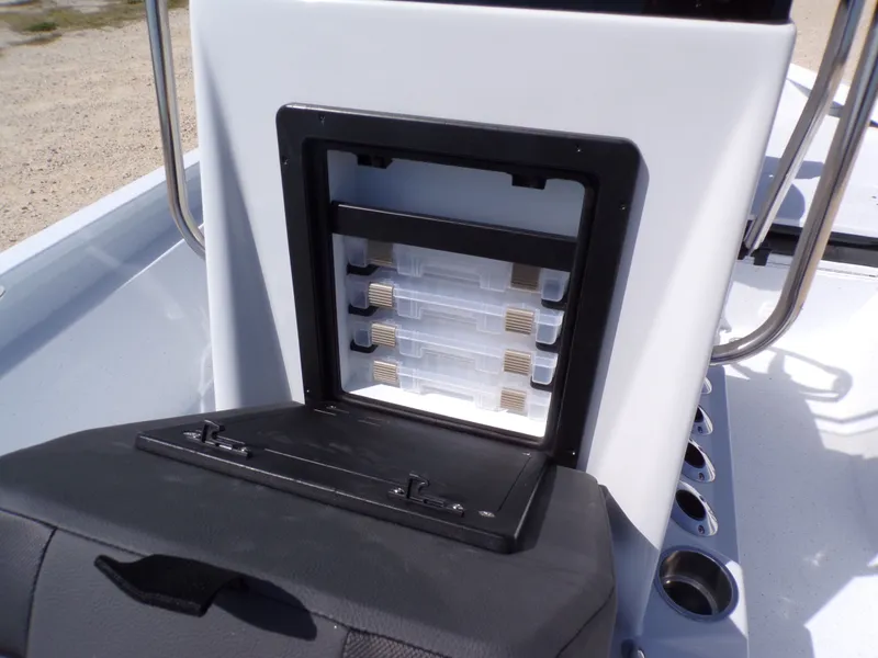 Slide: The Image of Xpress SW20B 2026 boat with built-in storage and fishing gear. - 35