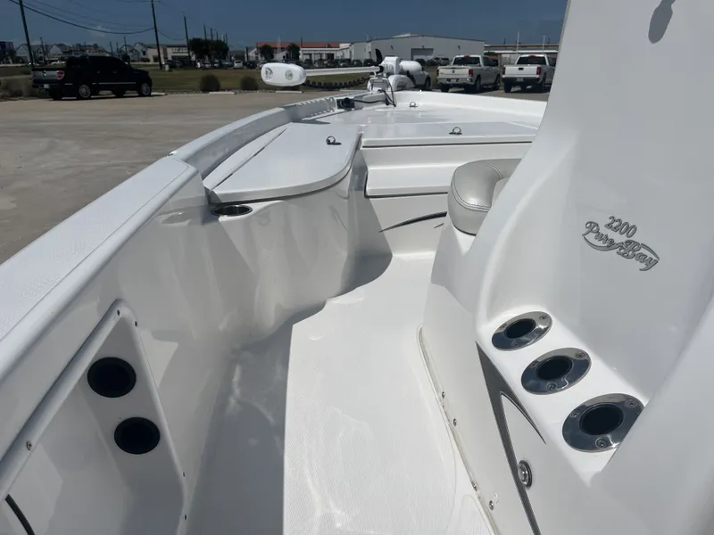 Slide: The Image of Interior view of a 2017 Blue Wave 2300 boat at the dock. - 11