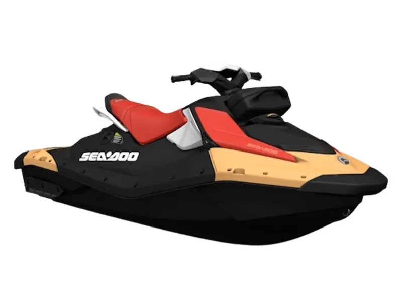 The Image of 2025 Sea-Doo Spark for 2, black and orange, side view. - 0