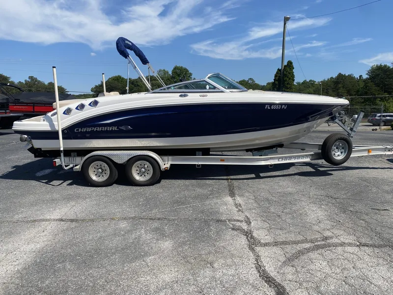 Slide: The Image of 2012 Chaparral 226 SSi boat on trailer, side view. - 8