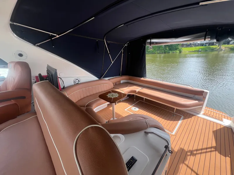 Slide: The Image of Interior of a 1997 Sea Ray 450 yacht with leather seating. - 15