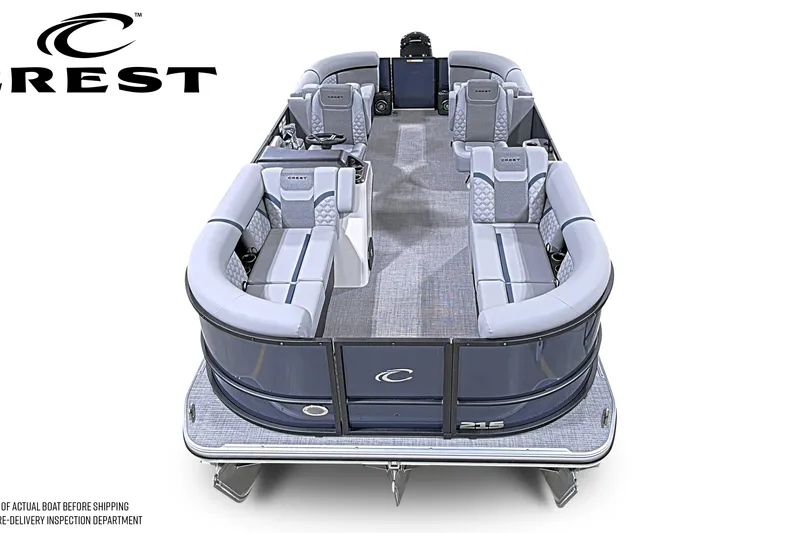 The Image of 2026 Crest Conquest 210 SLC pontoon boat with spacious seating and modern design. - 1