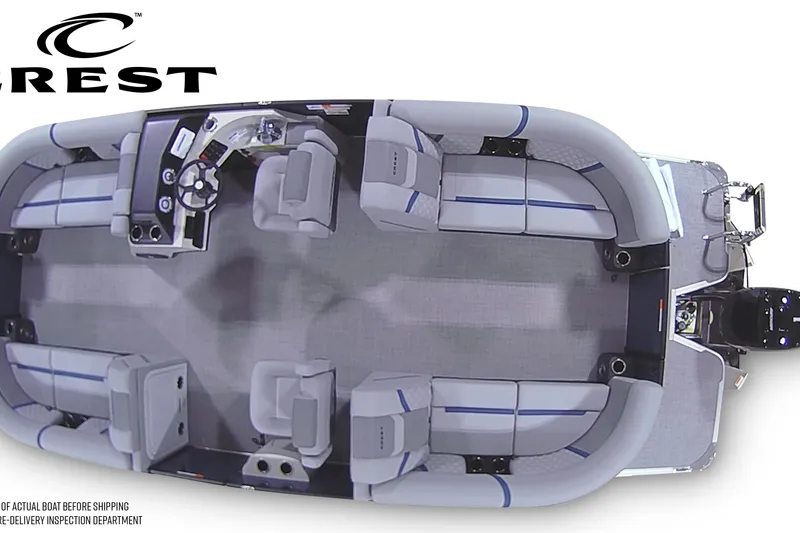 Slide: The Image of Top view of 2026 Crest Conquest 210 SLC pontoon boat interior layout. - 7
