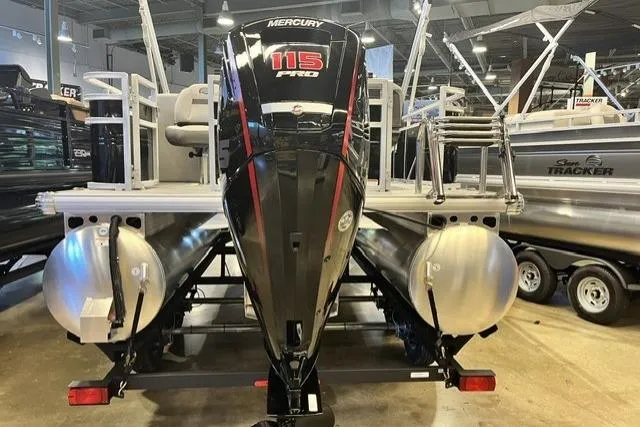 Slide: The Image of 2026 Sun Tracker SportFish 20 DLX pontoon boat with Mercury 115 Pro XS engine. - 98