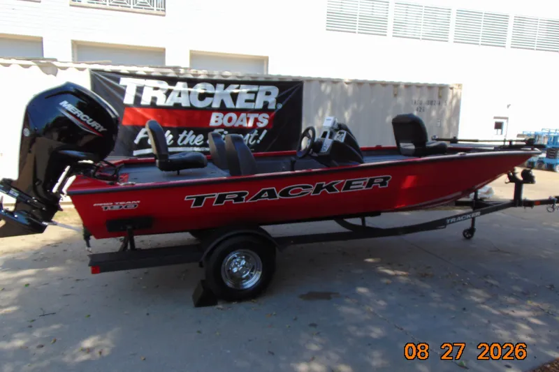 The Image of 2026 Tracker Pro Team 190 boat with Mercury engine on trailer. - 0