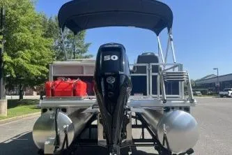 Slide: The Image of 2026 Sun Tracker Bass Buggy 16 XL Select pontoon boat with 50 HP motor. - 3