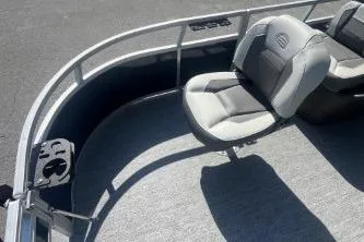 Slide: The Image of 2026 Sun Tracker Bass Buggy 16 XL Select pontoon boat seating area. - 8
