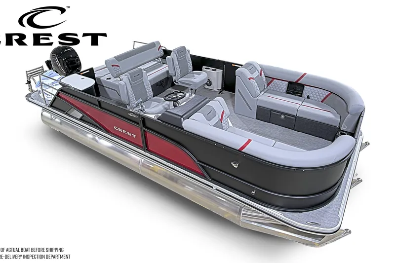 The Image of 2026 Crest Conquest 210 SLSC pontoon boat with luxurious seating and sleek design. - 0