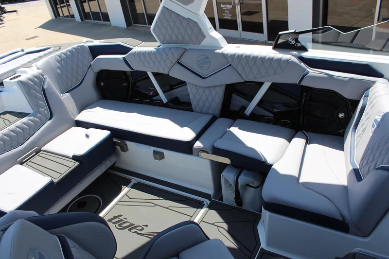 Slide: The Image of 2026 Tigé 22RZX boat interior with luxurious seating and modern design. - 12