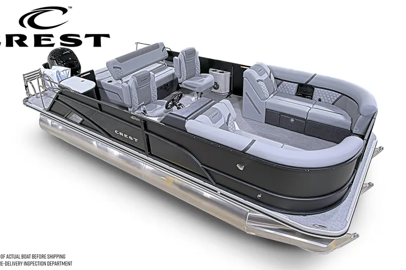 The Image of 2026 Crest Conquest 210 SLSC pontoon boat with luxurious seating and sleek design. - 0