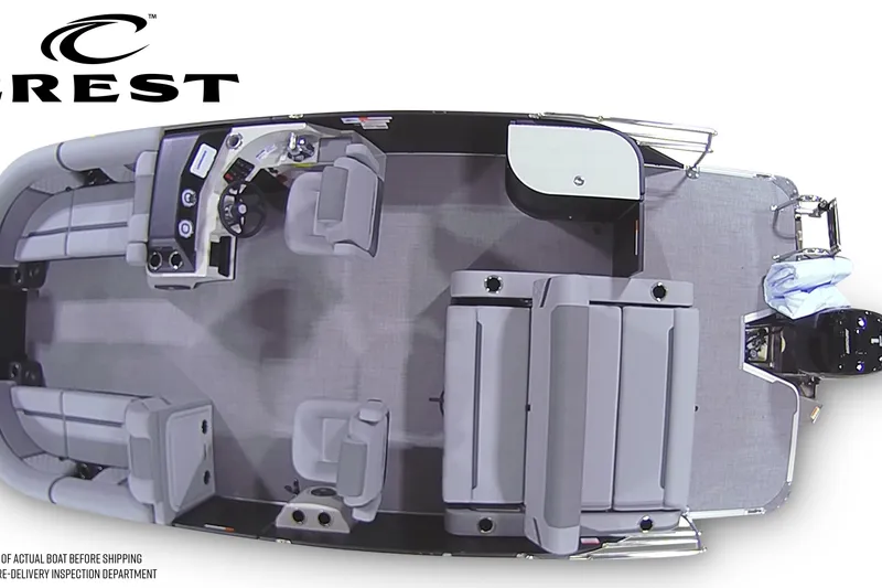 Slide: The Image of Top view of 2026 Crest Conquest 210 SLSC pontoon boat interior layout. - 6