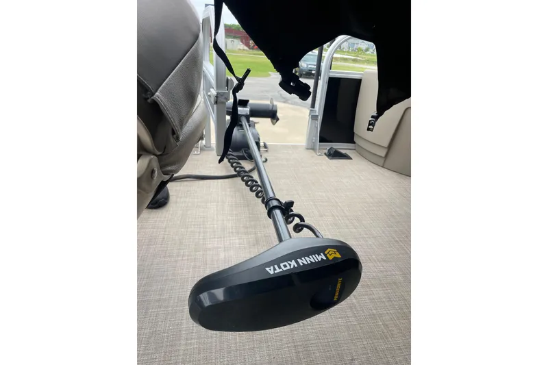Slide: The Image of 2021 Sun Tracker Bass Buggy 18 DLX interior with Minn Kota trolling motor. - 8