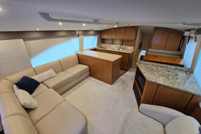 Slide: The Image of Luxurious interior of a 2004 Ocean Yachts 50 Super Sport with modern furnishings. - 10