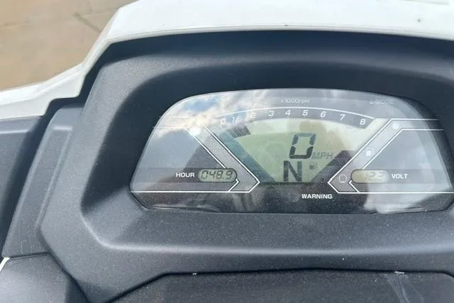 Slide: The Image of Dashboard of a 2016 Yamaha WaveRunner VX Cruiser showing 48.9 hours and 12.5 volts. - 3