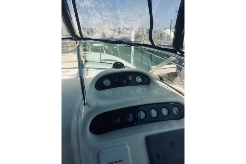 Slide: The Image of Cockpit view of 1999 Cranchi Endurance 39 yacht with instrument panel. - 20
