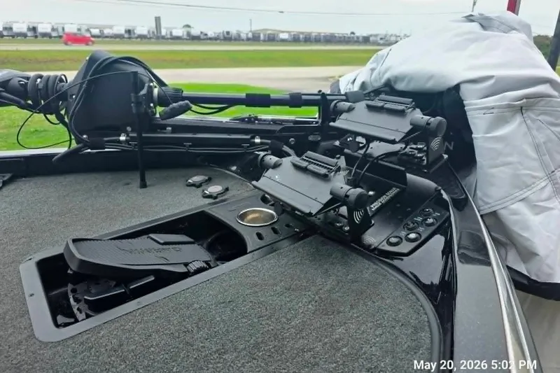 Slide: The Image of 2017 Ranger Z519 boat deck with advanced fishing equipment and controls. - 5