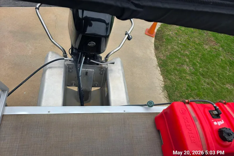 Slide: The Image of 2021 Sun Tracker Bass Buggy 16 XL Select with motor and red fuel tank. - 4