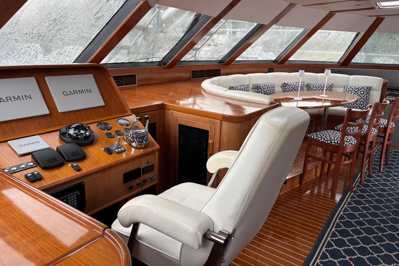 Slide: The Image of Luxurious 2006 Lidgard Custom Catamaran interior with helm, seating, and navigation equipment. - 15
