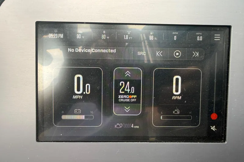 Slide: The Image of Dashboard display of 2025 MasterCraft NXT24 boat showing speed, RPM, and settings. - 10