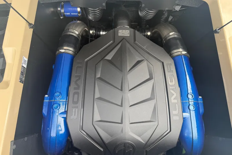 Slide: The Image of 2025 MasterCraft NXT24 engine with Ilmor branding, showcasing blue components. - 26