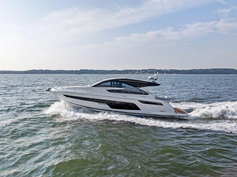 The Image of 2025 Fairline Targa 50 GT yacht cruising on open water. - 2