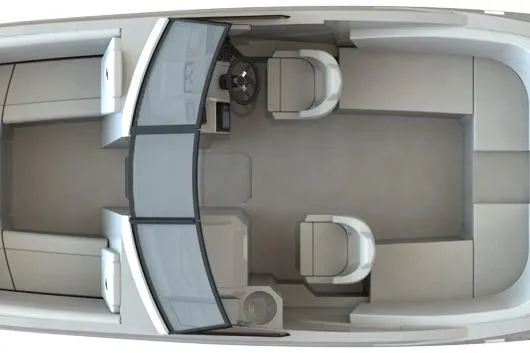 Slide: The Image of Top view of 2027 Starcraft SVX 230 DC OB boat interior layout. - 2