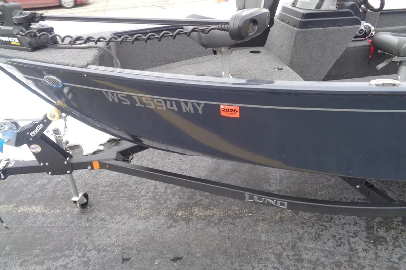 Slide: The Image of 2023 Lund 1650 Rebel XL SS boat on trailer, registration WS 1594 MY. - 13