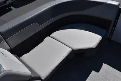 Slide: The Image of 2025 Lowe LS 170 boat interior with gray cushioned seating. - 15