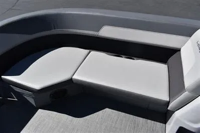 Slide: The Image of 2025 Lowe LS 170 boat interior with sleek gray seating and modern design. - 19