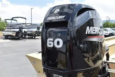 Slide: The Image of 2025 Lowe Roughneck 1860 boat with Mercury 60 horsepower outboard motor. - 7