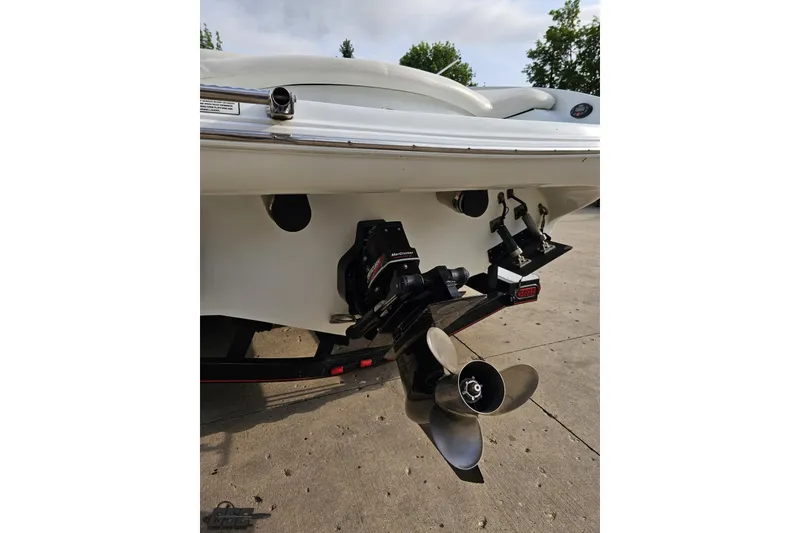 Slide: The Image of Rear view of a 2004 Baja 275 boat showing propeller and outdrive. - 27