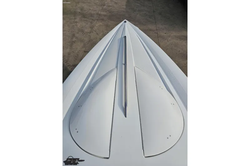 Slide: The Image of 2004 Baja 275 boat hull, top view, showcasing sleek design and aerodynamic features. - 63