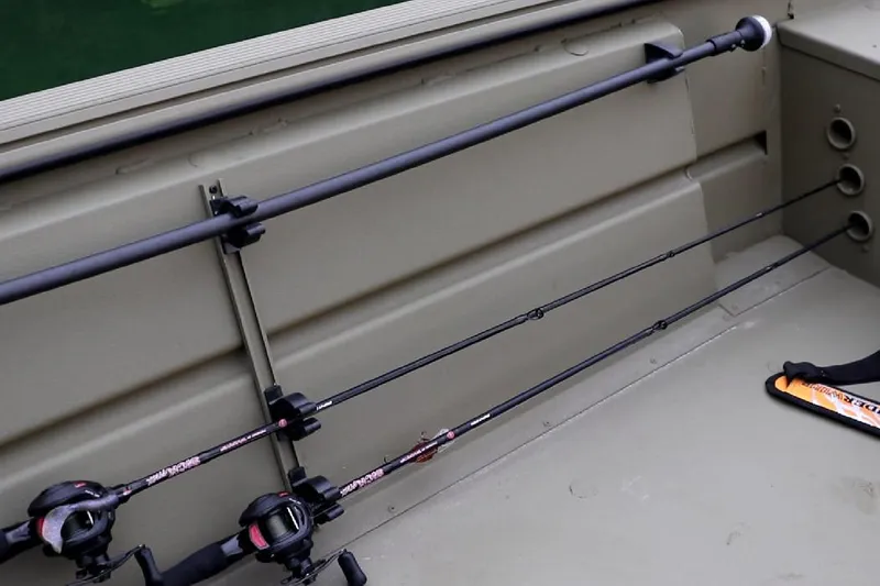 Slide: The Image of Manufacturer Provided Image: Fishing rods on Lowe Roughneck 1860 Rambler boat, 2025 model. - 23
