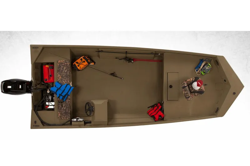 Slide: The Image of Manufacturer Provided Image: 2025 Lowe Roughneck 1860 Rambler boat interior with gear and accessories. - 27