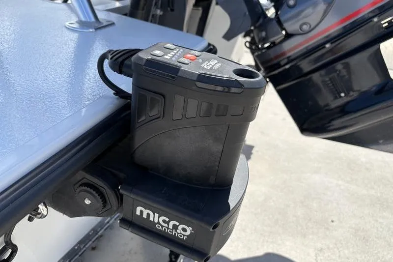 Slide: The Image of Micro anchor device on 2022 East Cape Vantage boat, featuring a sleek design. - 11