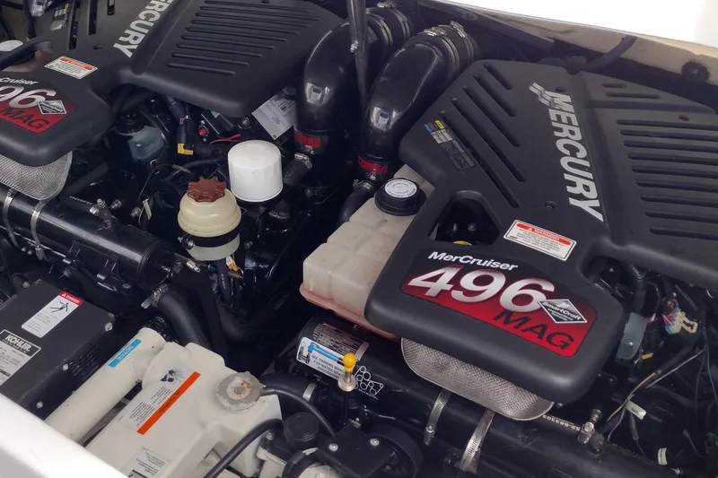Slide: The Image of Engine compartment of a 2005 Formula 330 Sun Sport with MerCruiser 496 MAG engines. - 43