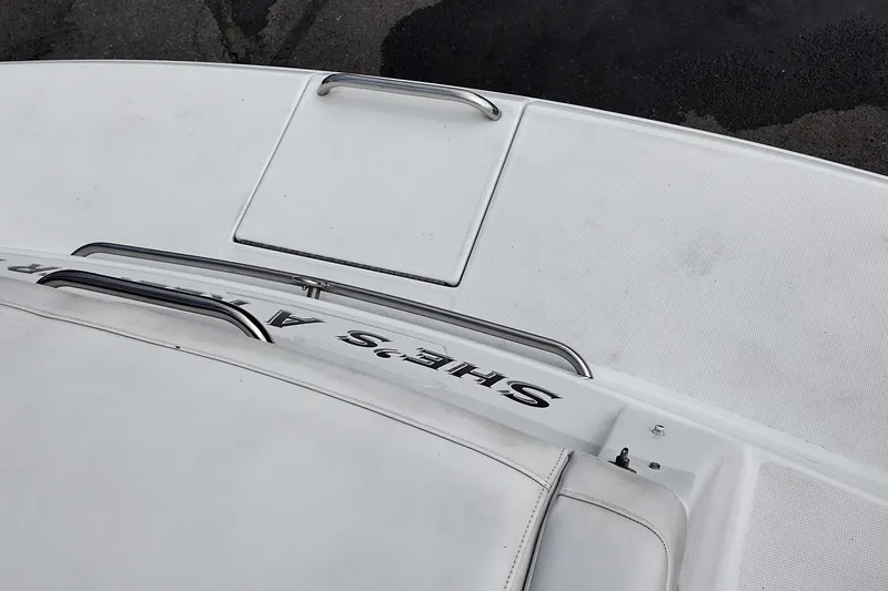 Slide: The Image of 2005 Formula 330 Sun Sport boat deck with stainless steel railings. - 48