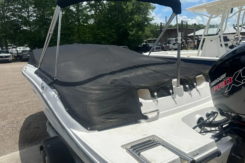 Slide: The Image of 2017 Sea Ray SPX 190 Outboard boat with cover and Mercury Pro outboard motor. - 8